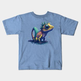 Gamer's Perfect Illustration - Cute Colorful Gekko Kids T-Shirt